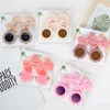 3Pcs/Card Flower Sunglasses with 2pcs 8.5cm Baby Hair Clips Set Bullet Fabric Princess Girl Hair Bow Hairpins Kids Sun Glasses 1
