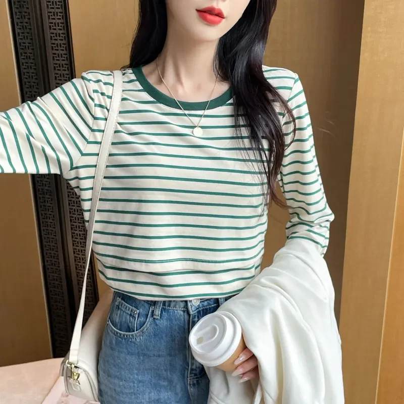 스트라이프 코튼 출산 간호 티셔츠 출산 후 임신 한 여성을위한 캐주얼 긴 소매 모유 수유 티셔츠 Lacation Tops