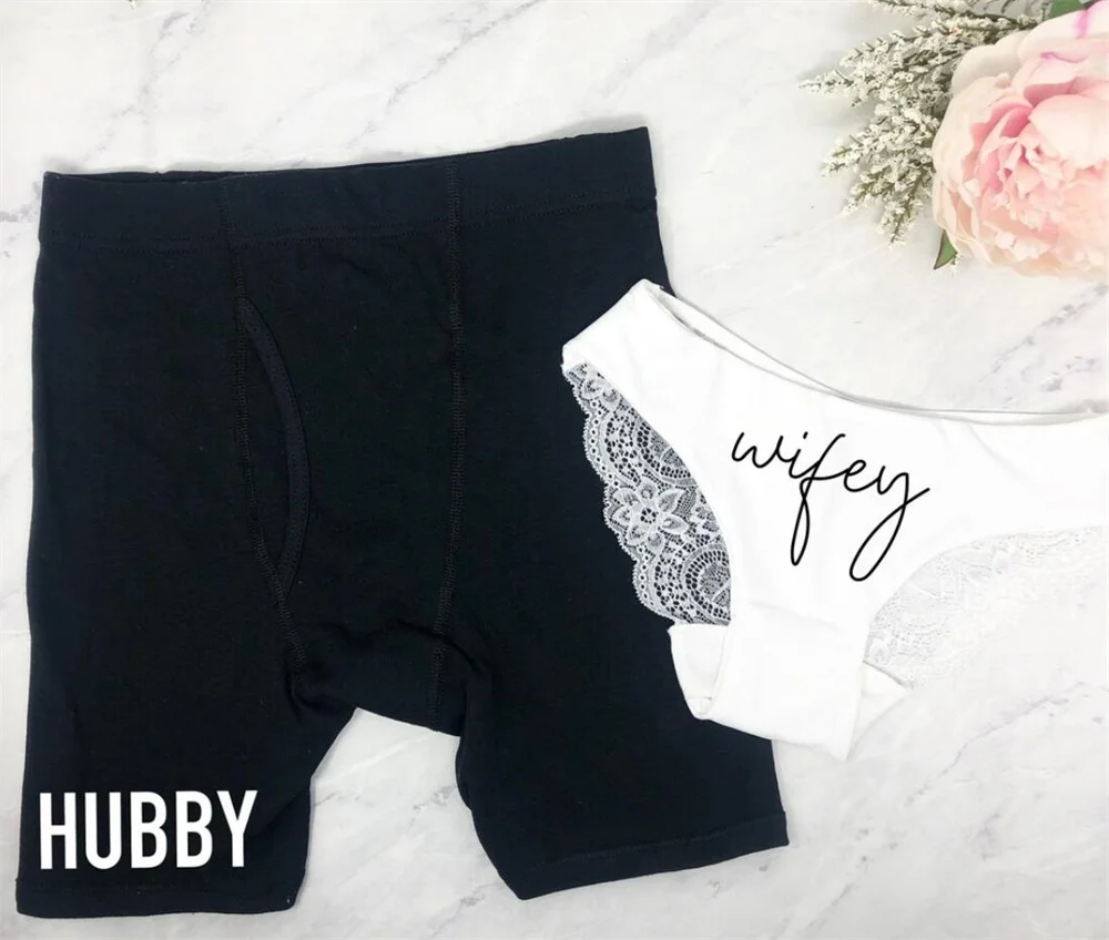 

hubby wifey, gift for newly weds, bridal underwear, gift for bride and groom, mens underwear, personalized mens underwear, weddi
