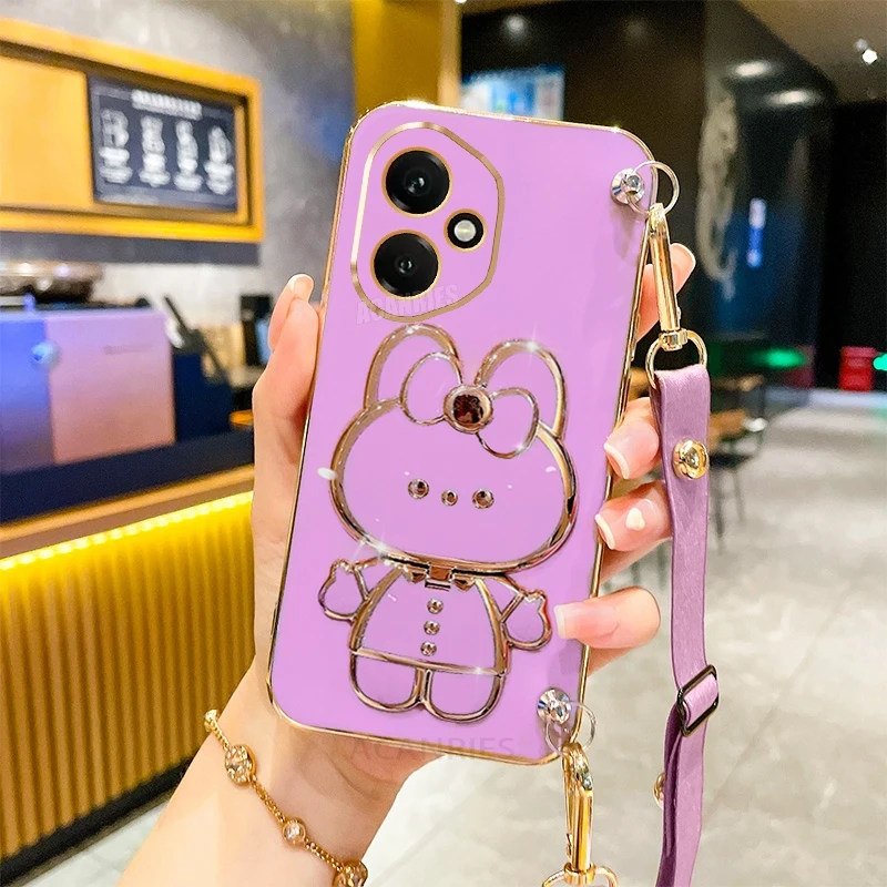 Crossbody Mirror Holder Silicone Case with Lanyard Strap and Shockproof Stand Cover