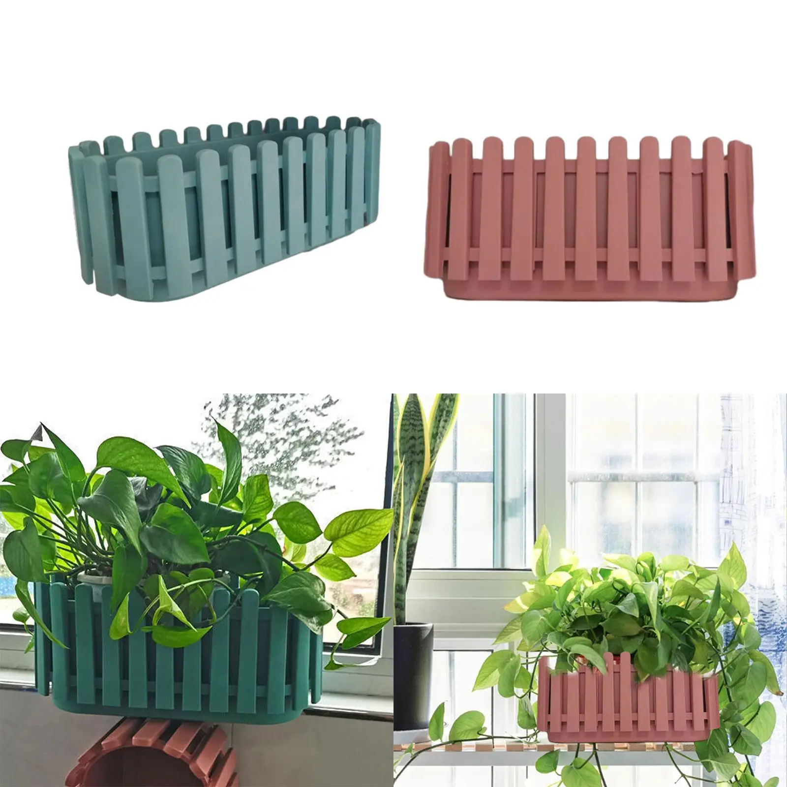 

Fence Flower Pot Flower Container Flower Planters Tray Fence Planter Flower Pot for Railing Outdoor Indoor Porch Balcony