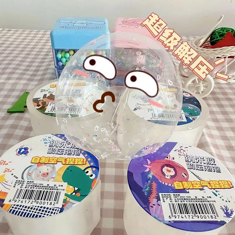 TianFukj 77 Stück Nano Tape Bubbles Set, 3 Nano Tape mit 12 Argile, 13 Pailletten und 20 Aufklebern, Doppelseitiges Klebeband Set für Blow Bubbles, Elastische Nanoband