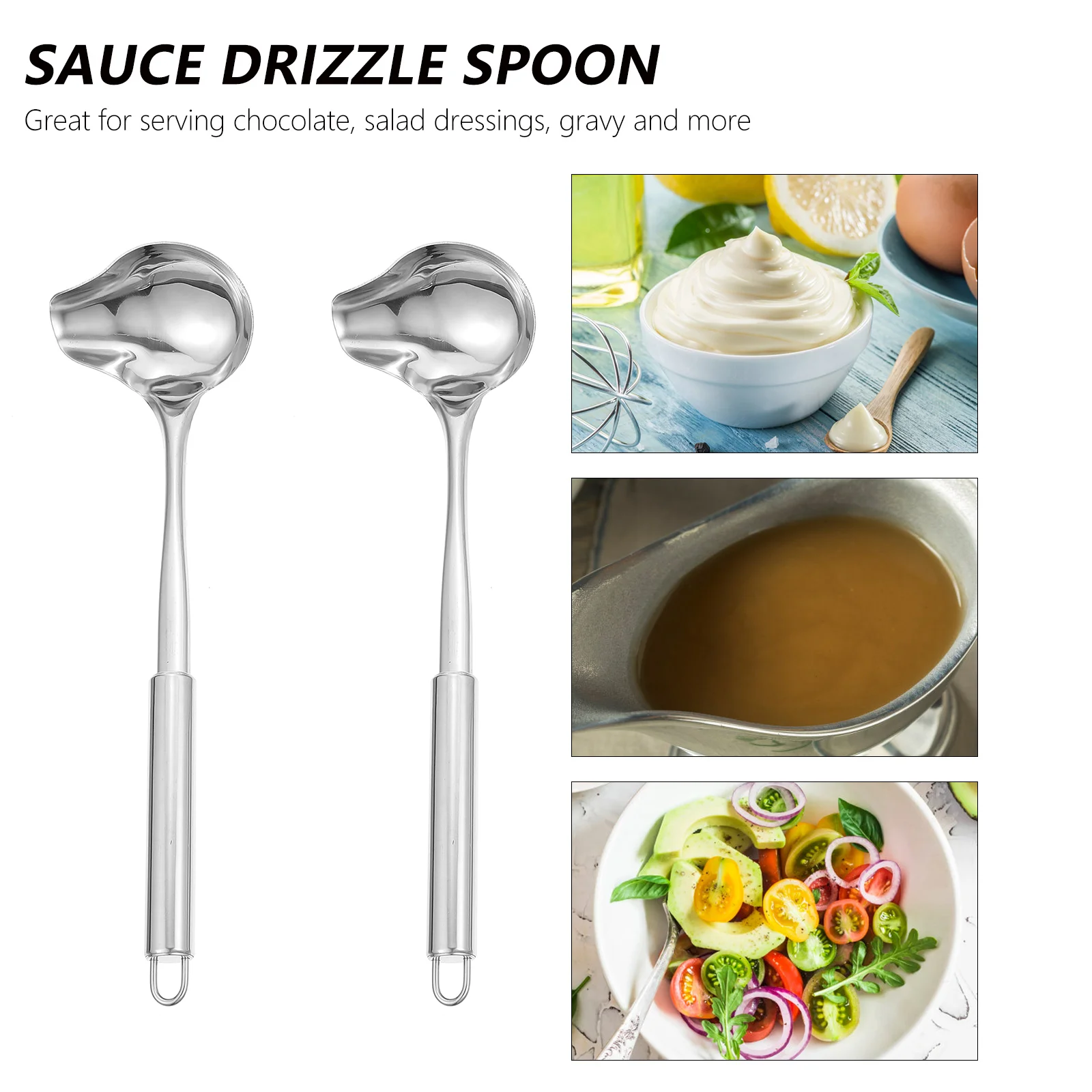2 Pcs Tablespoon Stainless Steel Sauce Serving Spoons Soup Ladle Spout Duck Mouth Shaped Spoon Soup Sauce Spoon stainless steel spoon,soup spoon