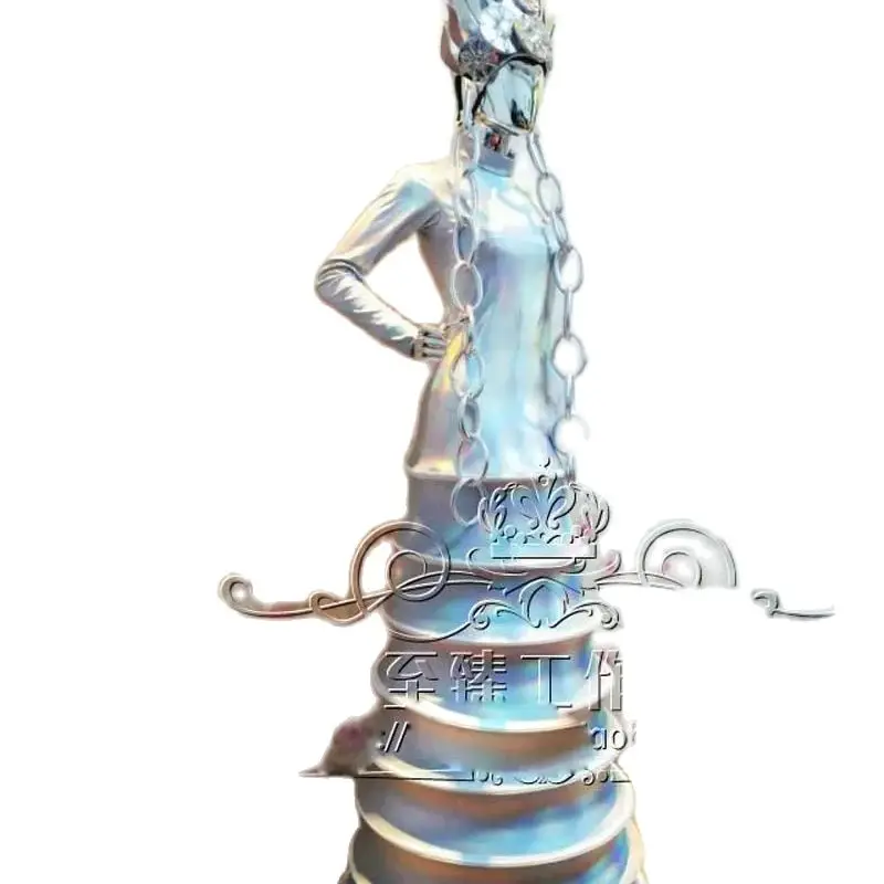 

Серебряный костюм королевы космоса шляпа будущей технологии шоу сценическая одежда костюмы для косплея