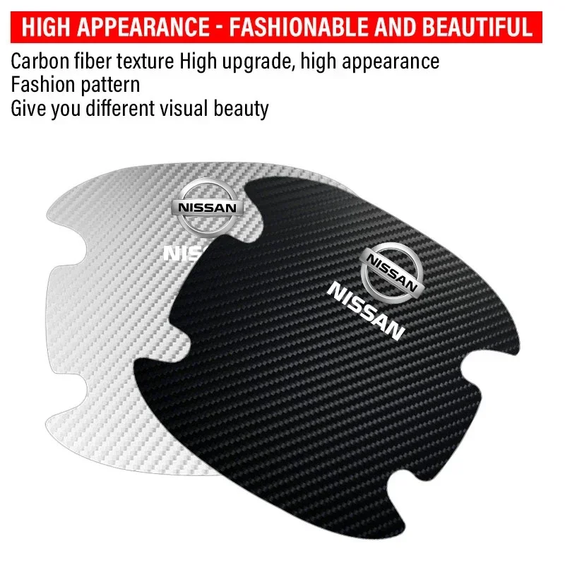 닛산 니스모 트레일 T32 티이다 테아나 스카이 Qashqai J11 J10 쥬크 X용 자동차 도어 핸들 보호 스티커 엠블럼 4개