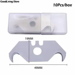 10pcs/set Heavy Duty Steel Material Hook Blades Utility Spare Parts Pocket Pointed DIY Knife Blade Cutter Tool Replacement