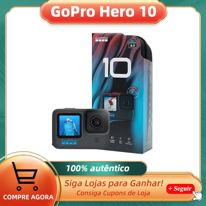 Gopro Hero 10 Black Underwater Action Camera 4k 5 3k60 Video Helmet Sports Cam 23mp Photos 1080p Live Streaming Go Pro Hero10 Sports Action Video Camera Aliexpress