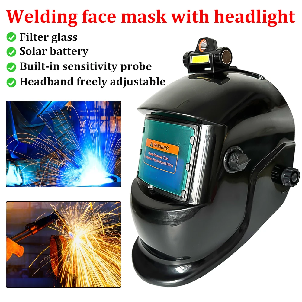 

PC Welding Masks Automatic Variable Light Adjustment Large View Auto Darkening Welding Facemask for Arc Welding Grinding Cutting