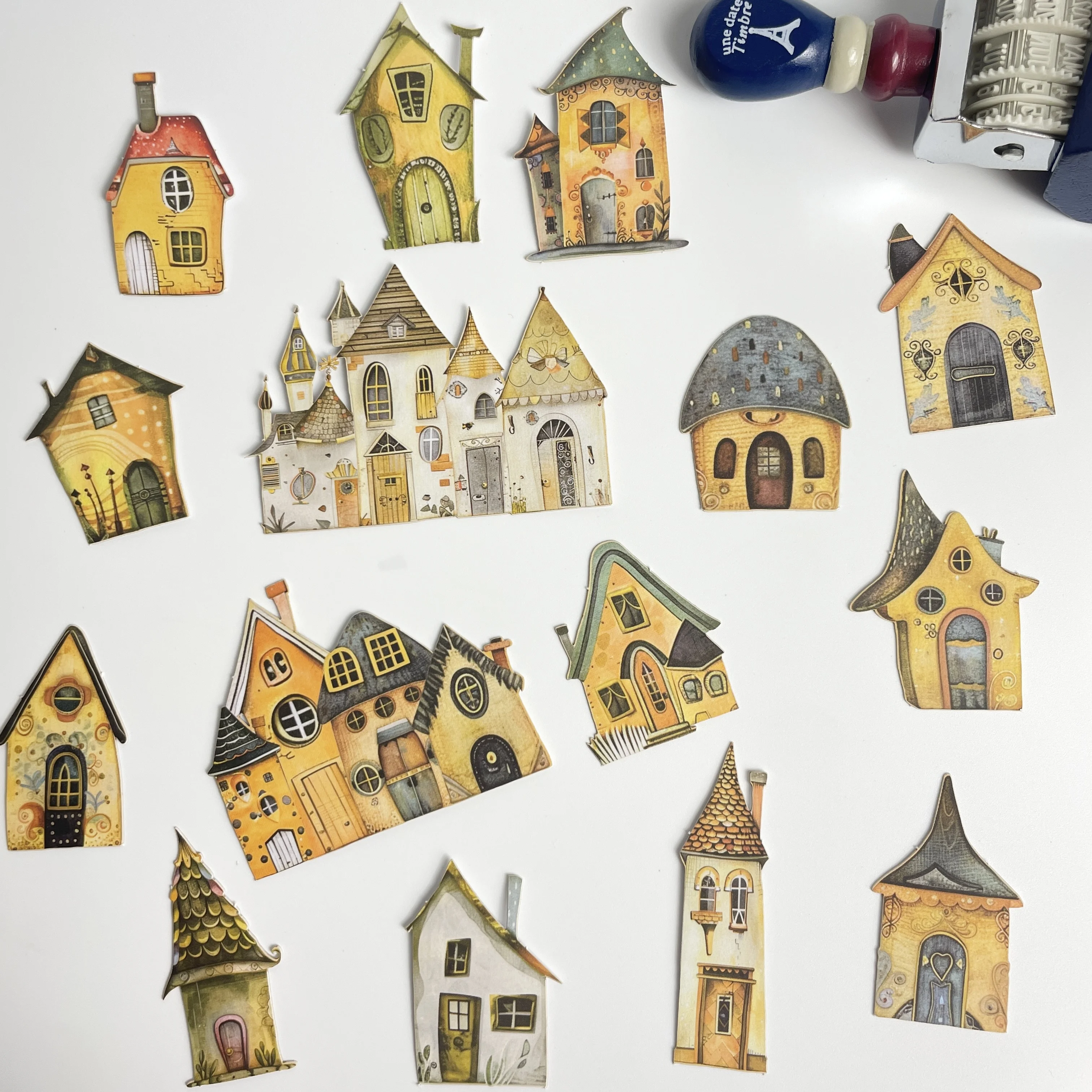 15 Stück Vintage Ins Strange Bunte Haus Aufkleber Dekorative Handgemachte Scrapbooking Material Tagebuch Album Handwerk Karte DIY Label – Detail 4