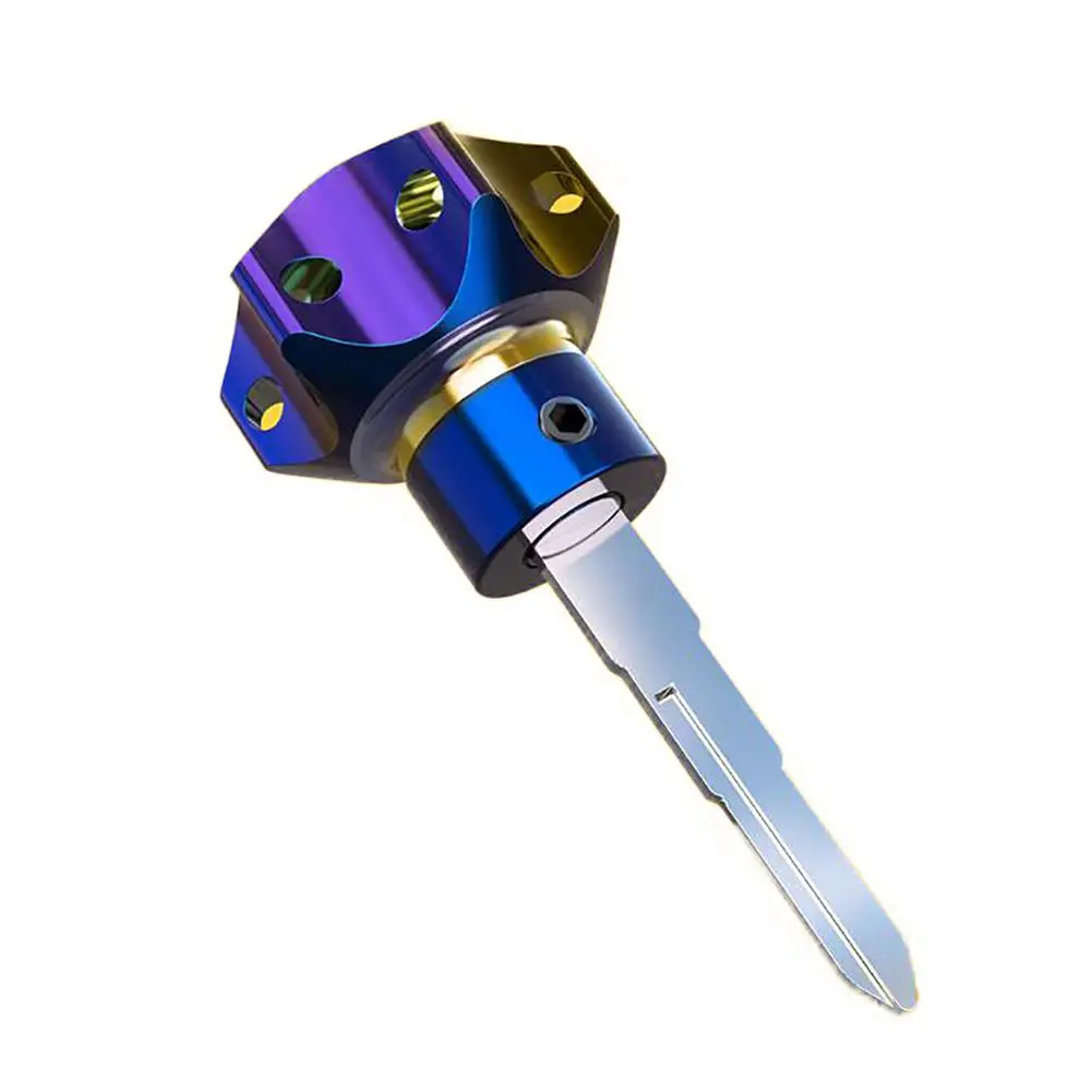 Key Bit Tip 1PC Universal CNC Car Motorcycle Key Head Aluminum Alloy Titanium Burn Hexagon