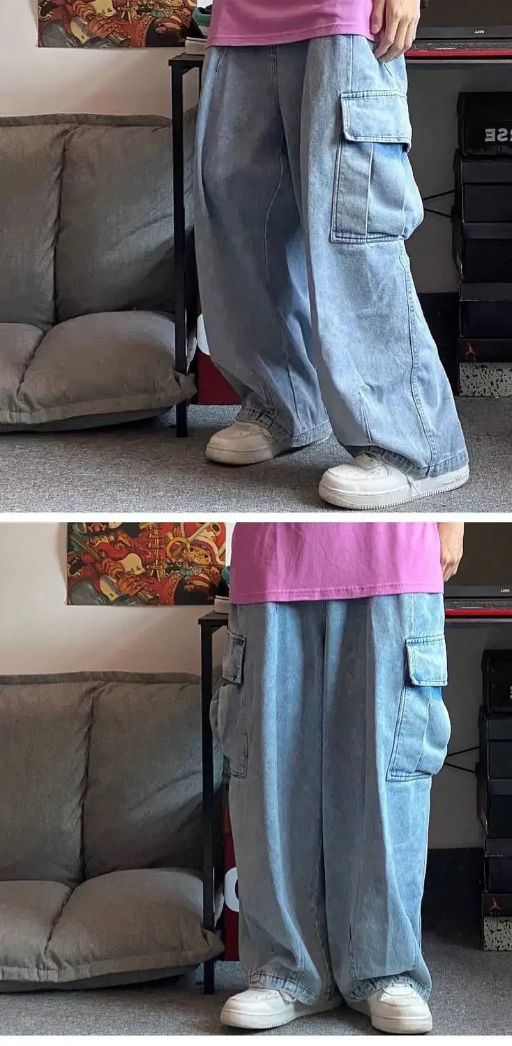 Wide Leg Pants Men's Baggy Jeans Trousers Denim Pants - Uniqwear