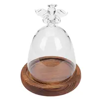 Decorations Angel Glass Cover Dome with Wood Base Display Eternal Flower Vase Cake Bell Jar Decorative Micro Landscape 1