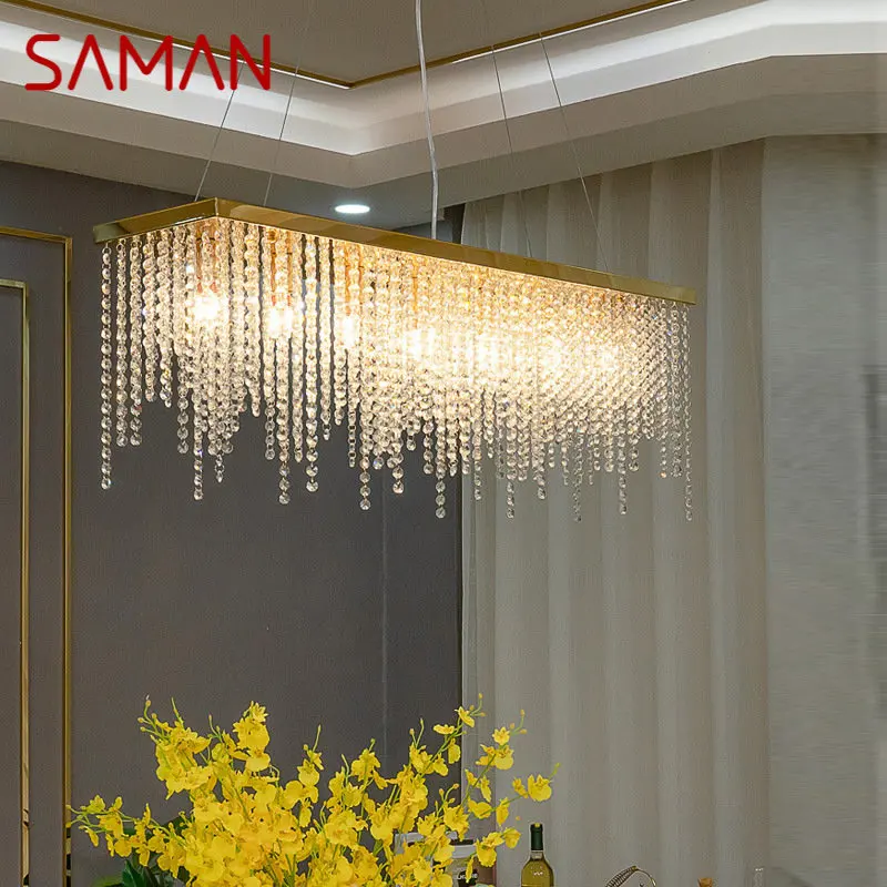

SAMAN Modern Crystal Luxury Pendant Lamp LED Ceiling Chandelier Creative Lighting Decor for Home Dining Room Bedroom Bar