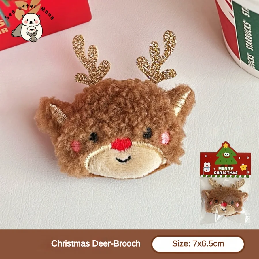 1/6 Stück Weihnachts-Plüschbrosche, vielseitige Tasche, Zubehör, Handschuhe, Kleidung, Dekoration – Detail 8