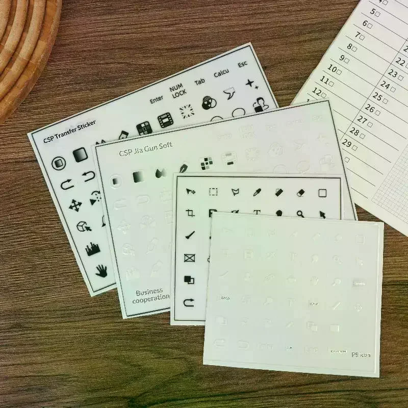 CSP/PS 필름 키보드 스티커에 적합한 필름형 스티커, 전사 스티커, 범용 투명 측면 각인 스티커