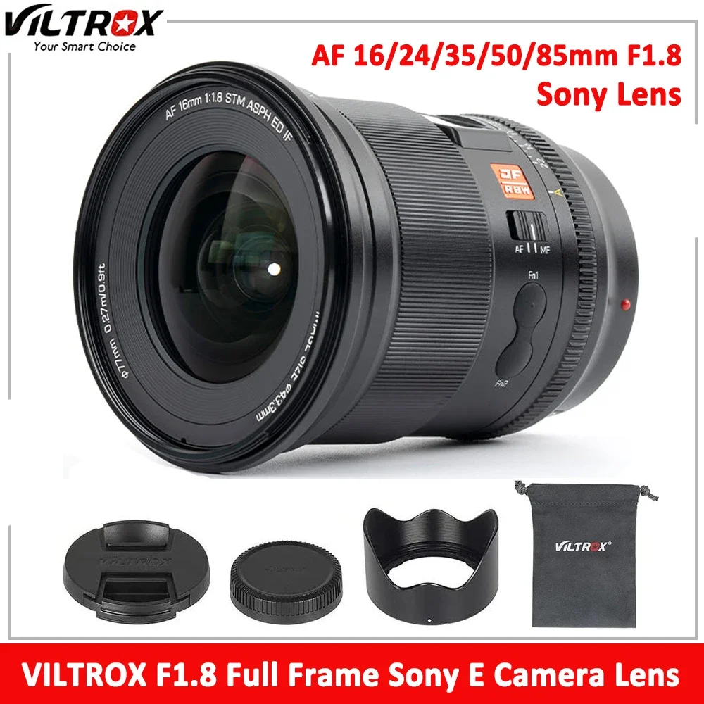 

Объектив VILTROX 16 мм 24 мм 35 мм 50 мм 85 мм F1.8 Sony E Полнокадровый объектив с автофокусом широкоугольный объектив камеры Sony E Mount