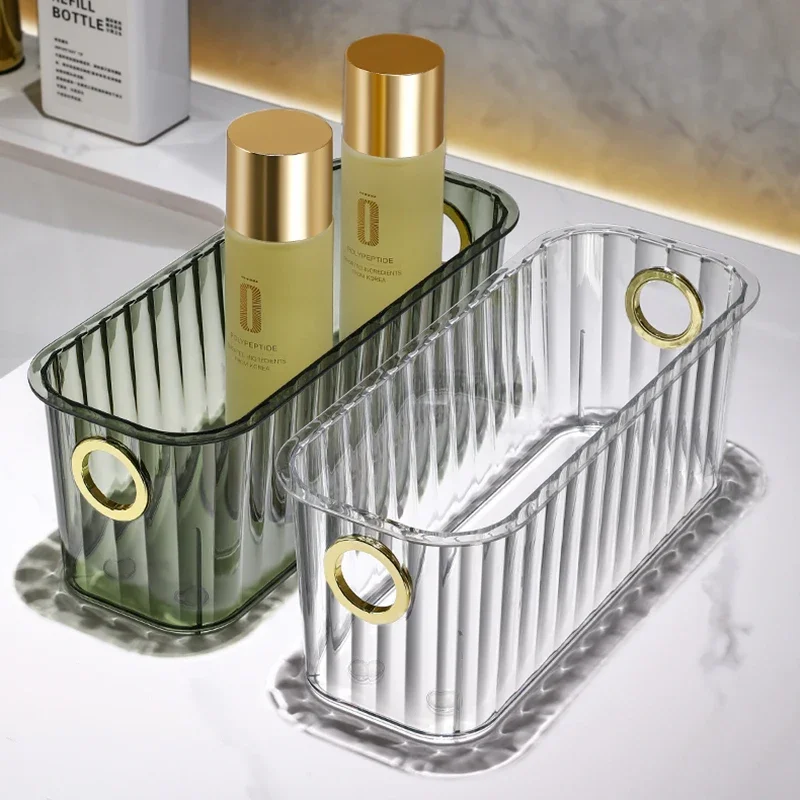 Clear Makeup Organizer Luxury Cosmetic Storage Box Bathroom Dresser Lipstick Deaktop Box Organzier Organizador Maquillaje 2