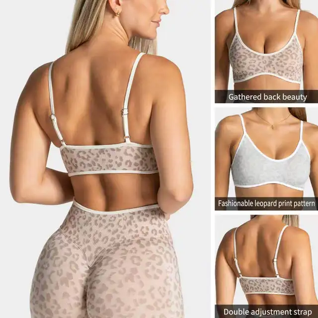 Sports Bra Strappy Backless Yoga Gym Bra Scrunch Push-up Removable Cups Women Workout Clothing Gym Top Halter Sport Bras