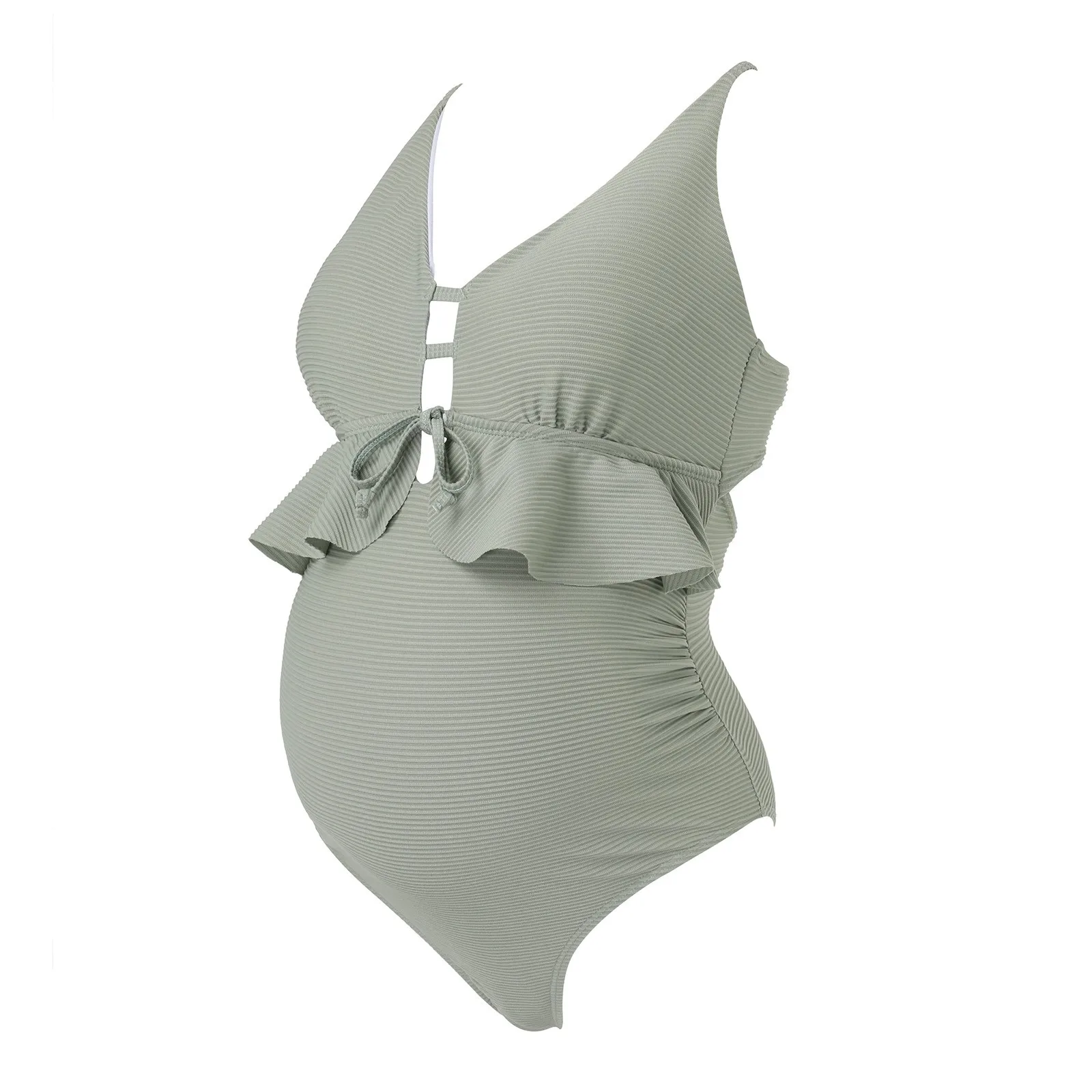 Summer Maternity Swimwear Women Ribbed Ruffle One Piece Swimsuit Beach Sexy Push Up Bathing Suit Pregnancy Bikini Beachwear Swim