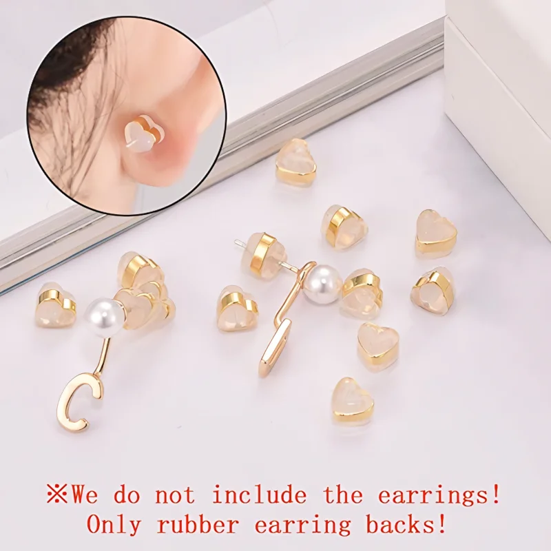 10/50Pcs Liebe Herz Silikon Ohrring Rückseiten Basen Locking Gummi DIY Gleitschutz Zubehör Schmuck Stopper Anti-Allergische ohr Stecker – Detail 9