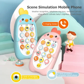 Electronic Baby Cell Phone Toy Battery Powered Silicone Baby Chewing Toys Plastic Early Educational Mobile Phone for Infant Gift 3