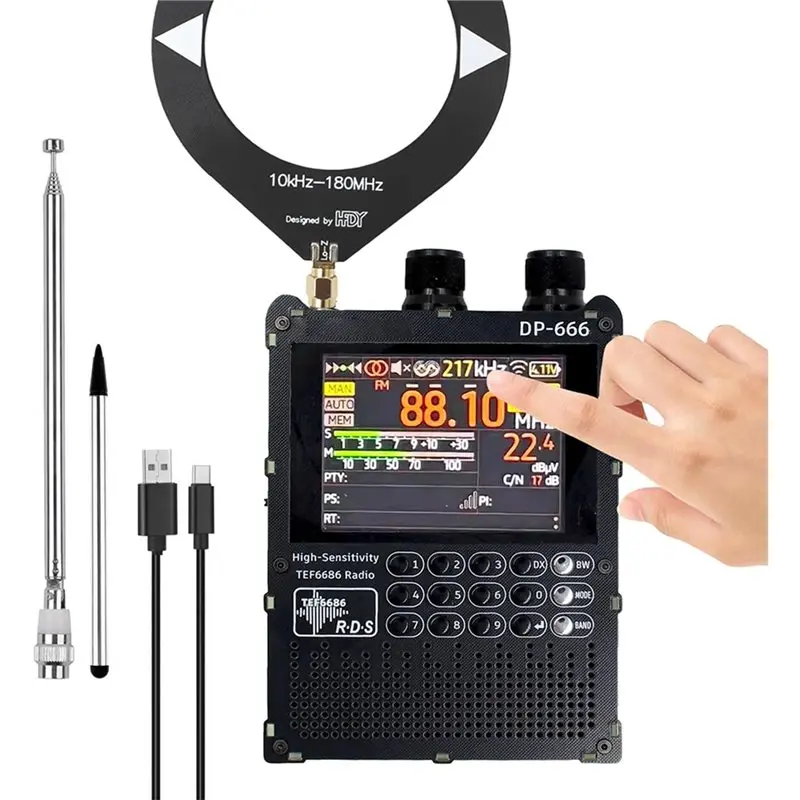 TA-디지털 AM FM/LW MW/SW/RDS 풀밴드 라디오 DP-666 TEF6686, 2.8인치 터치스크린 디스플레이, 5000Mah 배터리, 펌웨어 업그레이드