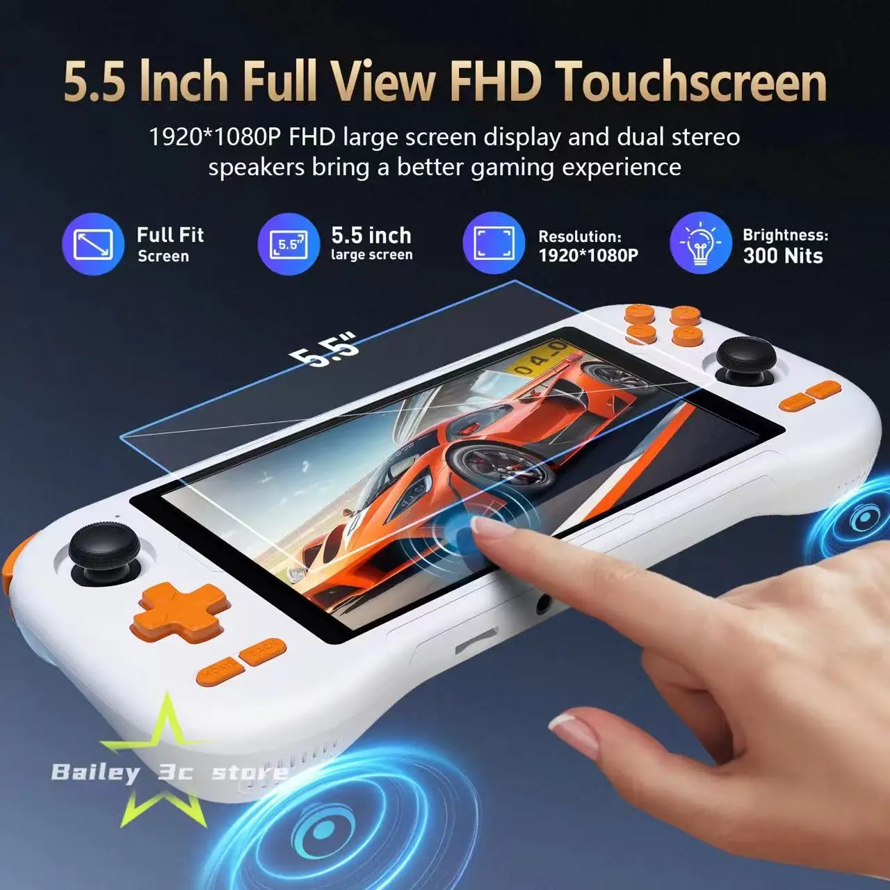 New KINHANK K56 Handheld Console, 5.5-inch Touchscreen, Android 14, 5000mAh, Supports 50 Emulato, For Retro Game_voghion.com