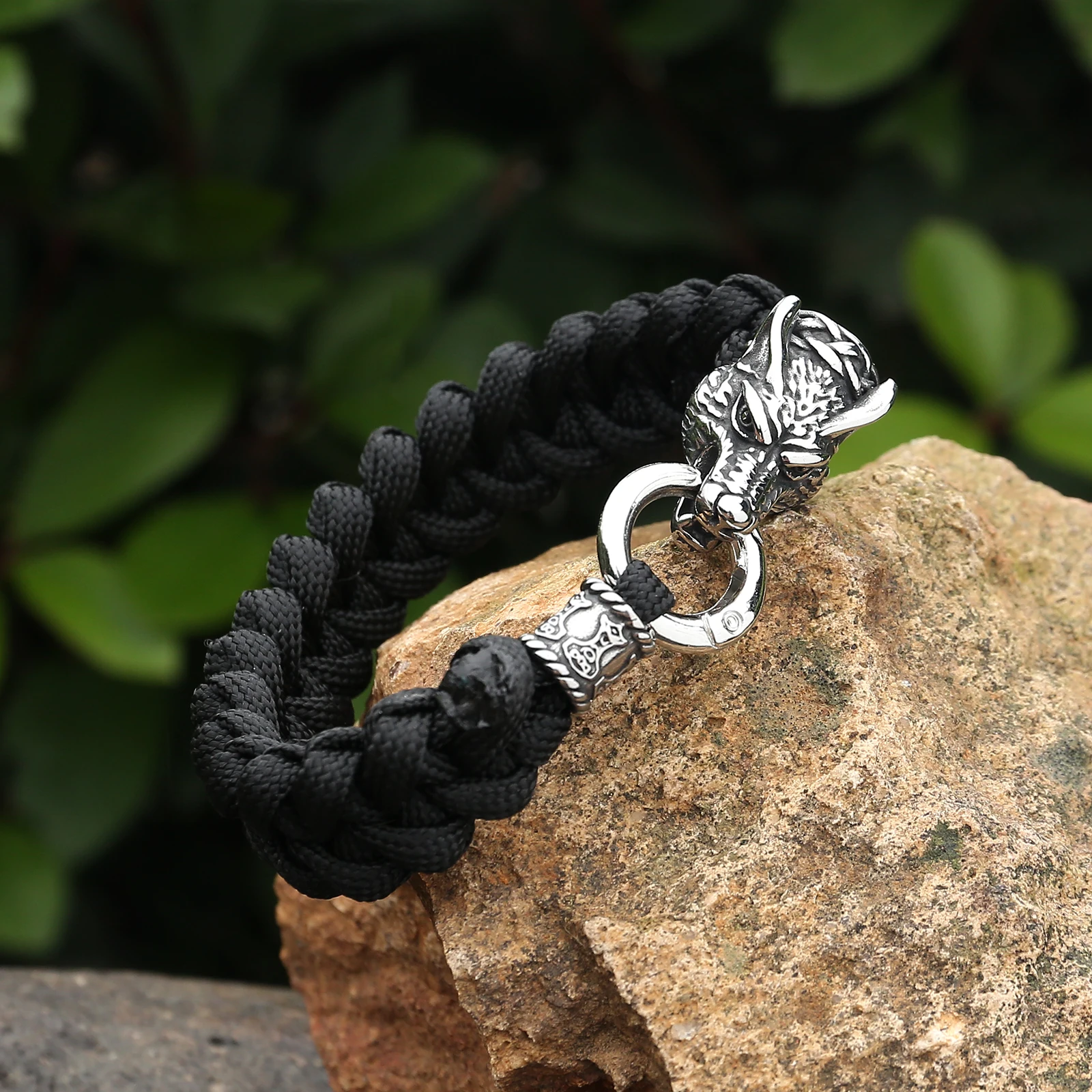 Handmade Paracord Bracelet With Stainless Steel Thor's Hammer and Bead