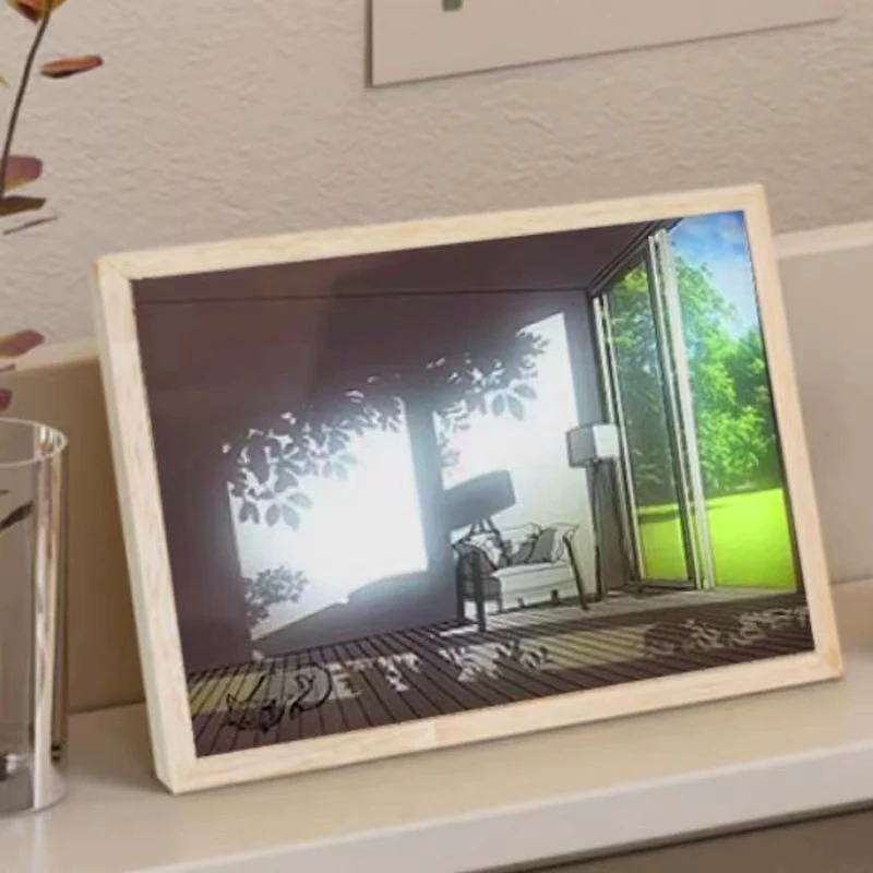 장 LED 조명 페인팅 USB 플러그, 조광 벽 아트워크 테이블 램프 선물, 실내 햇빛 창 나무 사진 야간 발광