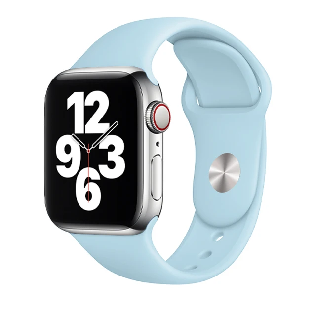 Silicone Strap For Apple Watch Band 44mm 41mm 45mm 40mm 38mm Smart Watch Sports Rubber Bracelet iWatch 6  Serie 7 SE Watchband Fog Blue