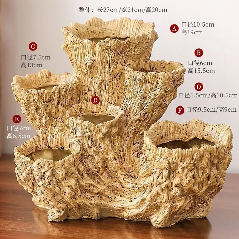 Porous tree roots, imitation wood stumps, and fleshy flower pots with creative irregular multi-layer mouth non ceramic design 4