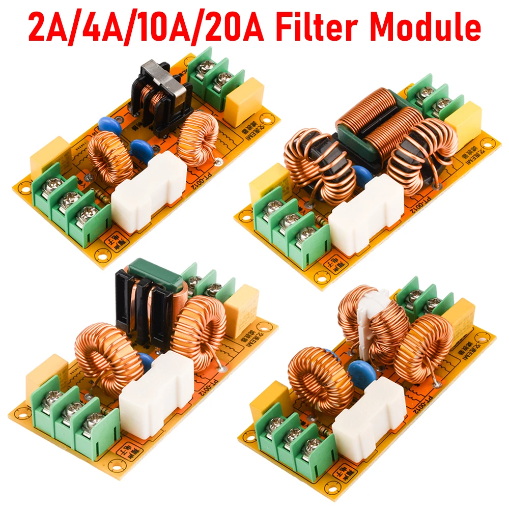 

AC110-220V 2A 4A 10A 20A Power Supply Filter EMI High Frequency Filtering Board Eliminate Electromagnetic Interference FOR AMP