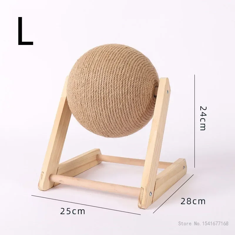 Cat Scratching Post Ball Toys Sisal and Wood Stable Triangle Cats Indoor Stuff Sturdy Scratching Cool Scratch on Stand Spin, 1Pc