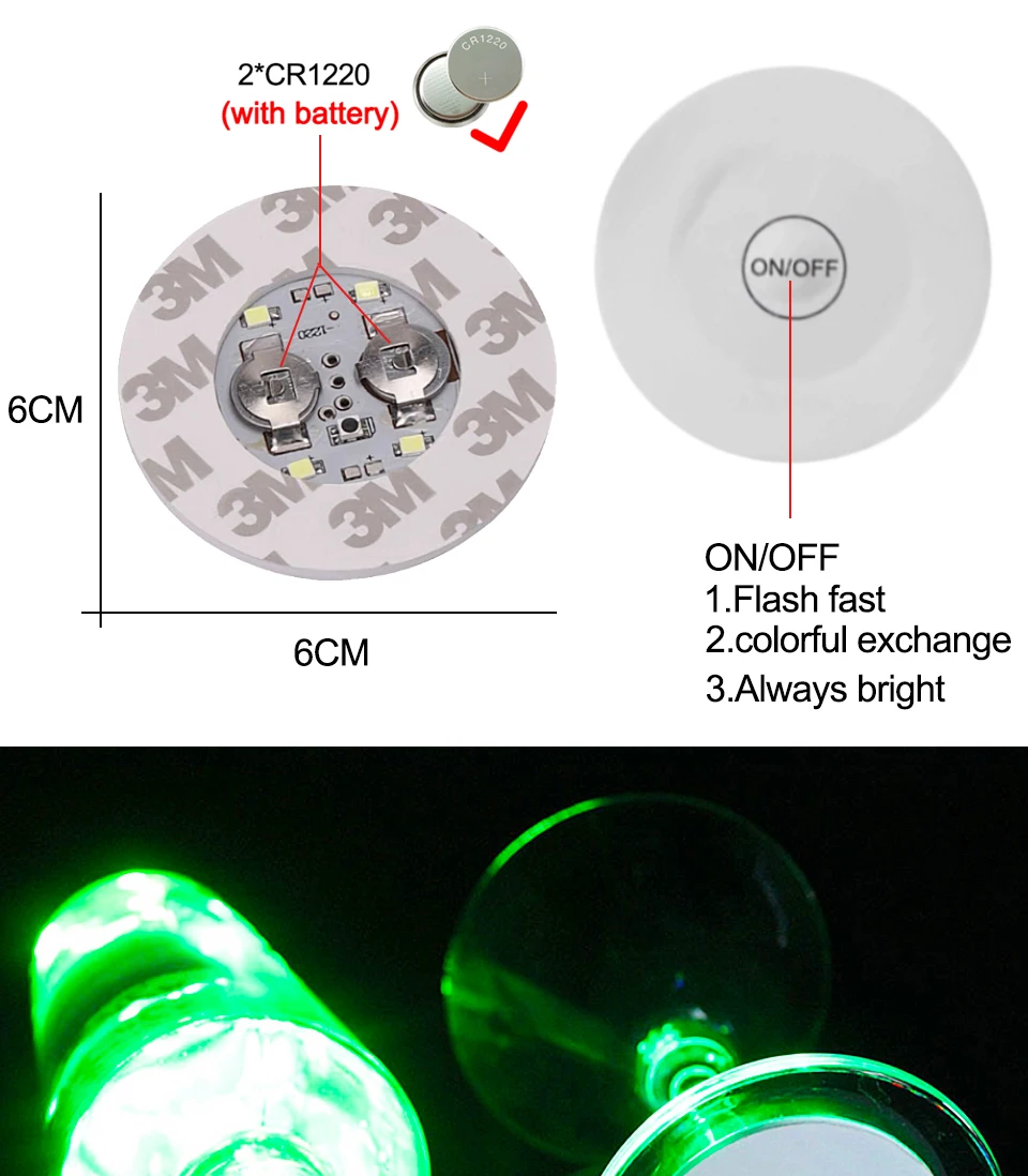 LED Bottle Stickers Lights 4led SMD Battery Powered Glow LED Coasters Super Bright Lamp for Wedding Festival Bar Party Decor night lamp for bedroom wall