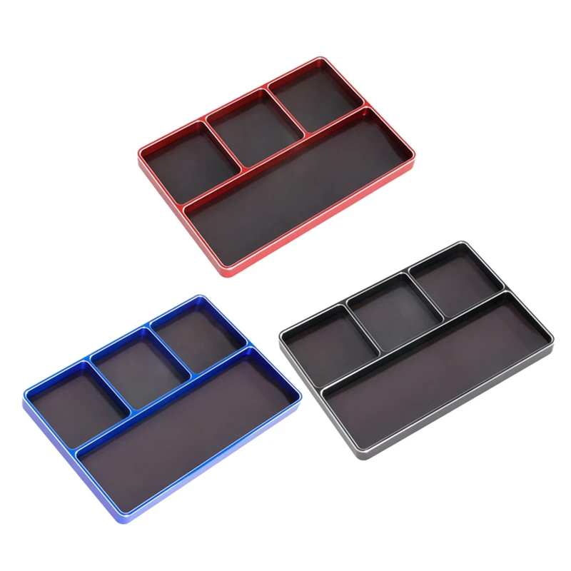 

1/10 1/8 RC Model Car Metal CNC Four-Grid Simple Screw Disk Storage Box Metal Nut Screw Tray
