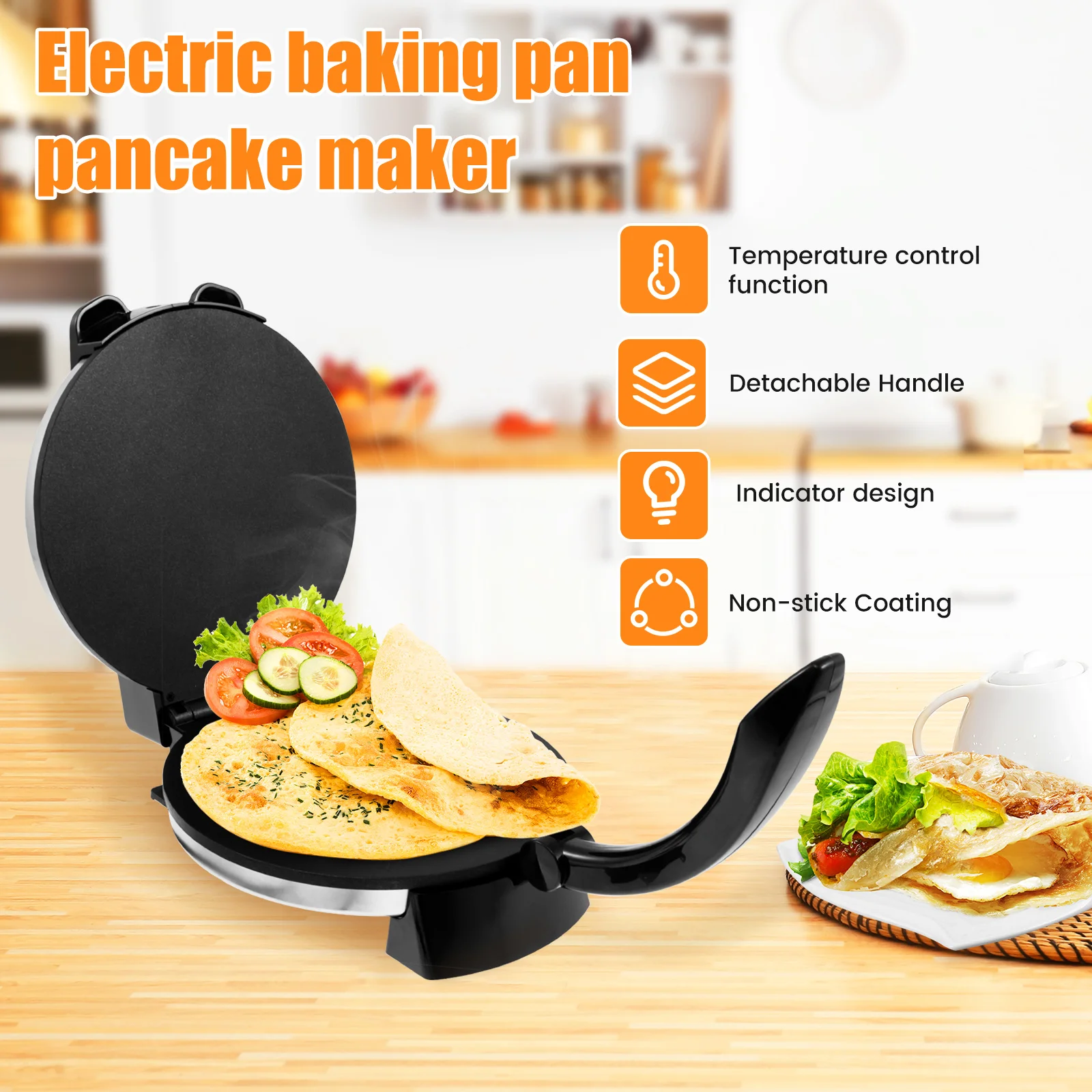 1 Pc Electric Roti Maker Multi-functional Tortilla Press Nonstick Tortilla Maker Compact Chapati Machine for Kitchen Accessories