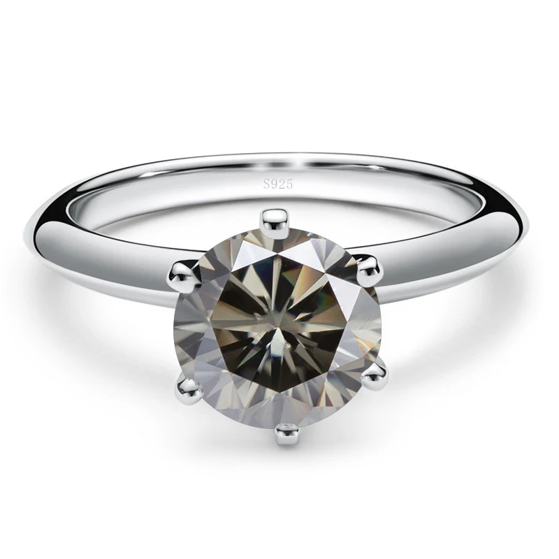 Tancise Solid Sterling Silver ring with 1 carat 6.5mm Real Moissanite for Women Wedding Engagement Fine Jewelry Gifts_voghion.com