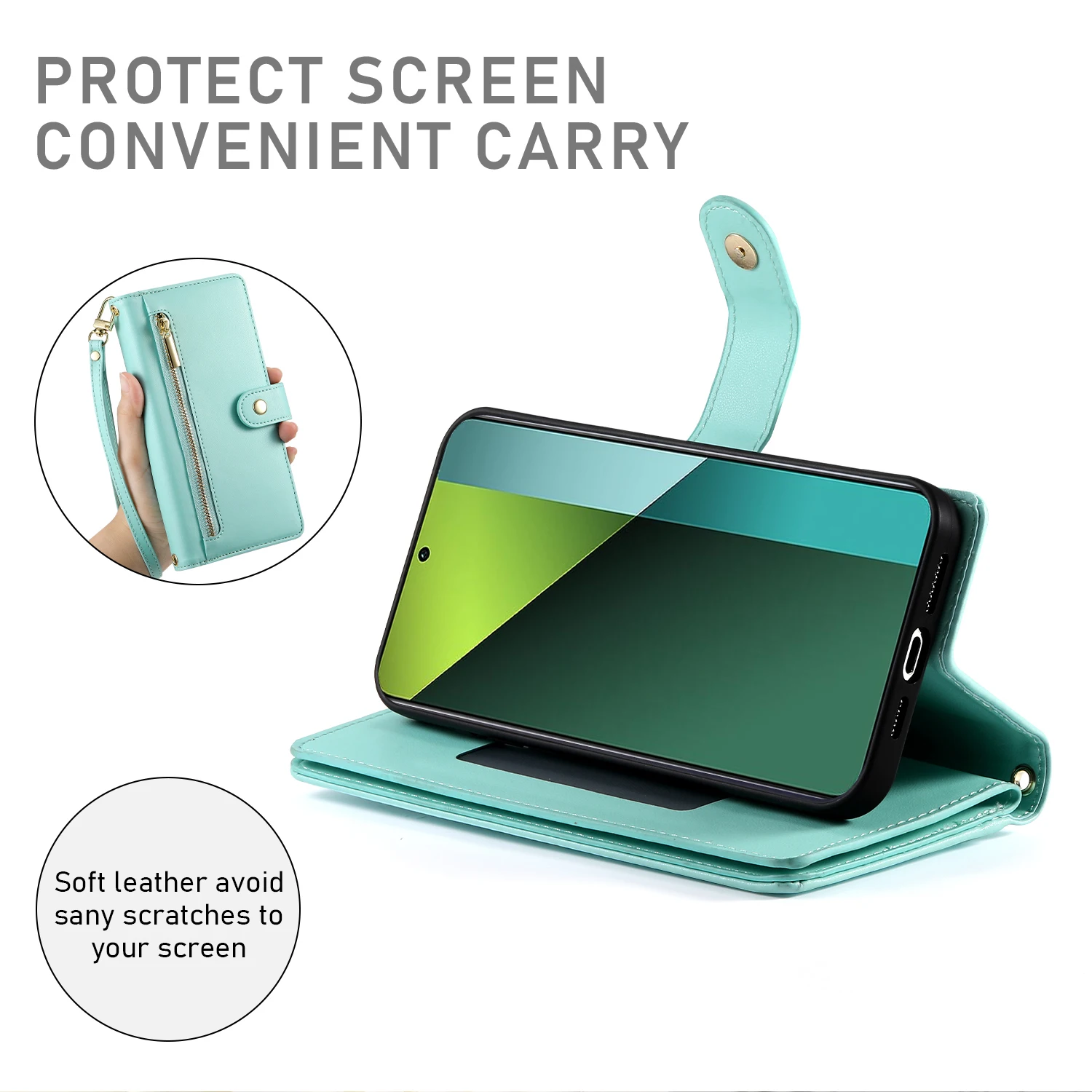 Crossbody Zipper Cards Solt Wallet Leather Case For Xiaomi Redmi Note 13 Pro Plus 12 13C POCO X6 5G Lanyard Bag Pocket Cover_voghion.com