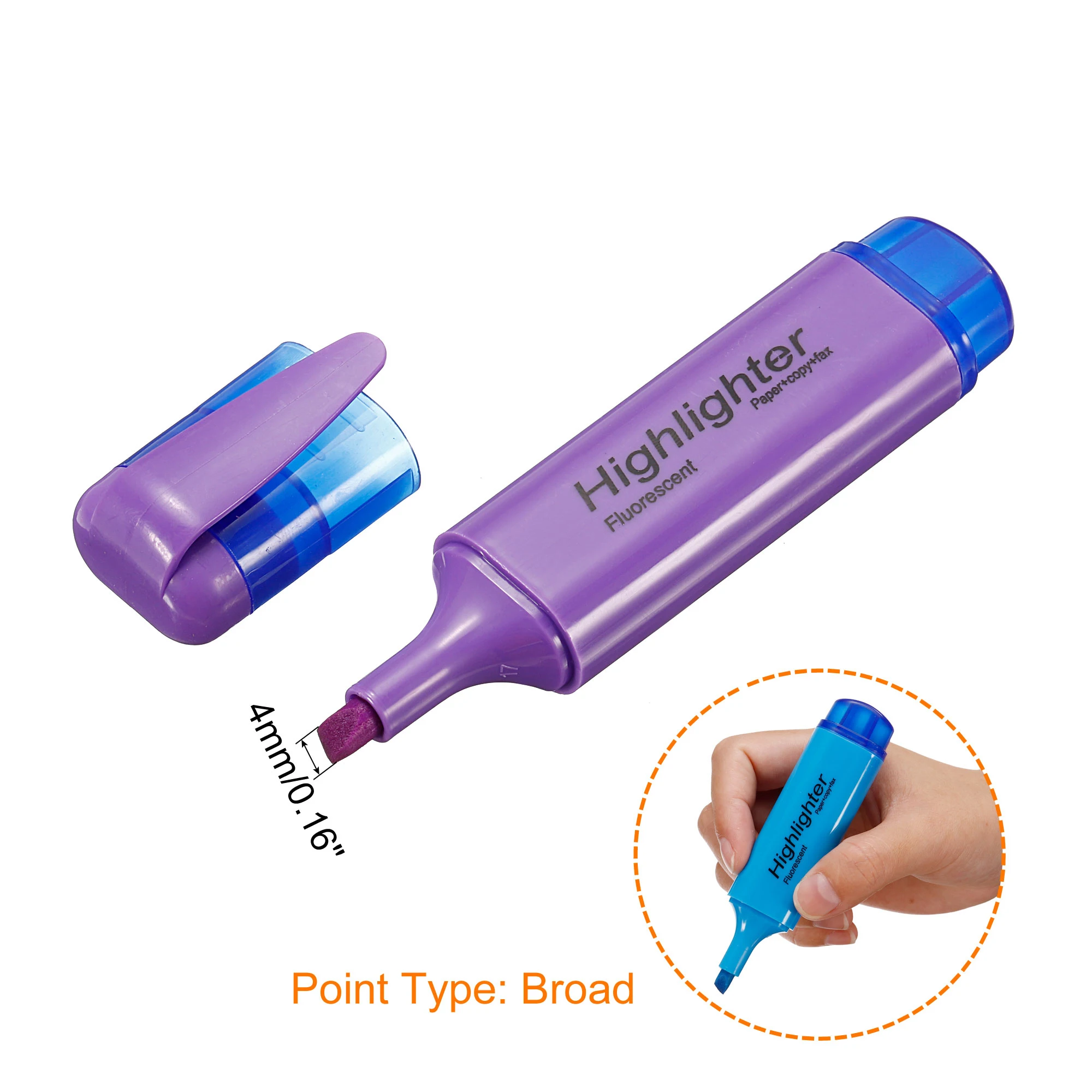 4/6Pc Highlighter Fluorescent Pen Broad Tip Writing Marker Pens for Art Drawing Doodling Marking Office Stationery School Supply 3