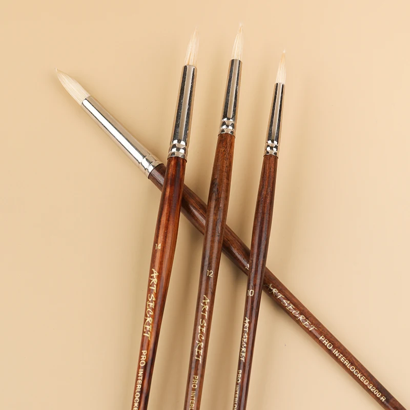 ArtSecret High Grade 3200R Pro Interlocked Chungking White Bristle Oil Paint Art Supplies Artist Brush 2