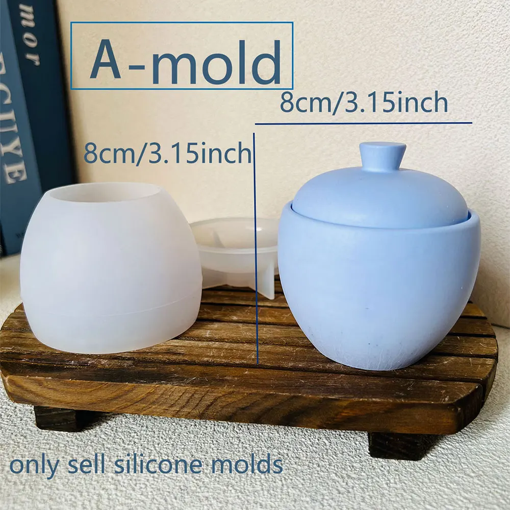 1pc Ring Cement Candle Jar Concrete Mold Flower Pot Pen Holder Epoxy Resin Silicone Mold Round Storage Box Mold