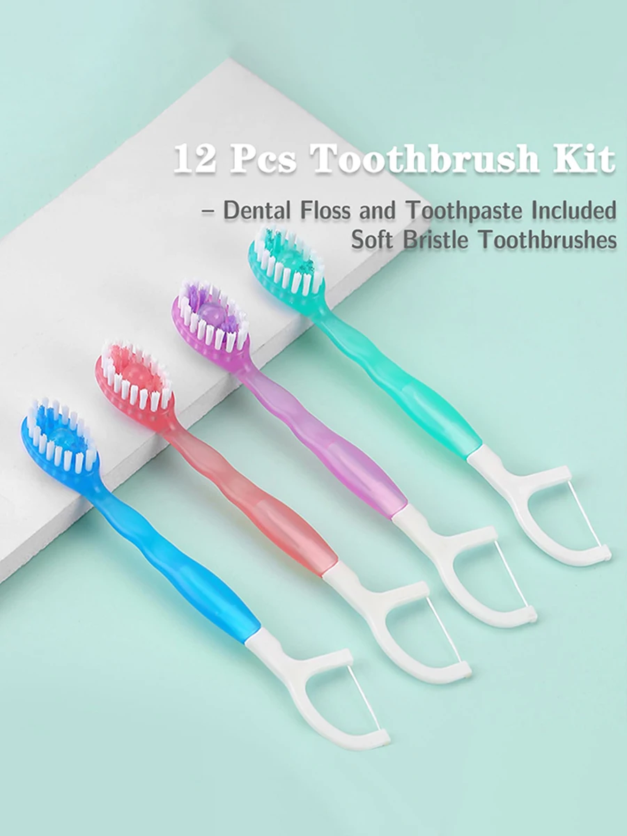 Description Picture 6 of item2 IN 1 Mini Fragrance Toothbrush Fruit Flavor Exploded Bead Toothbrush Portable Dental floss Hotel Travel Disposable Toothbrush