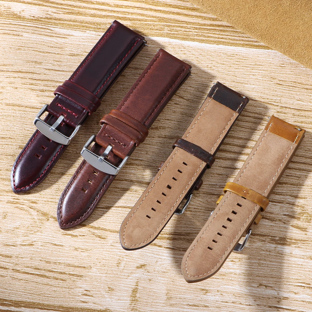 Vintage Genuine Leather Quick Release Watchband Strap - Cowhide