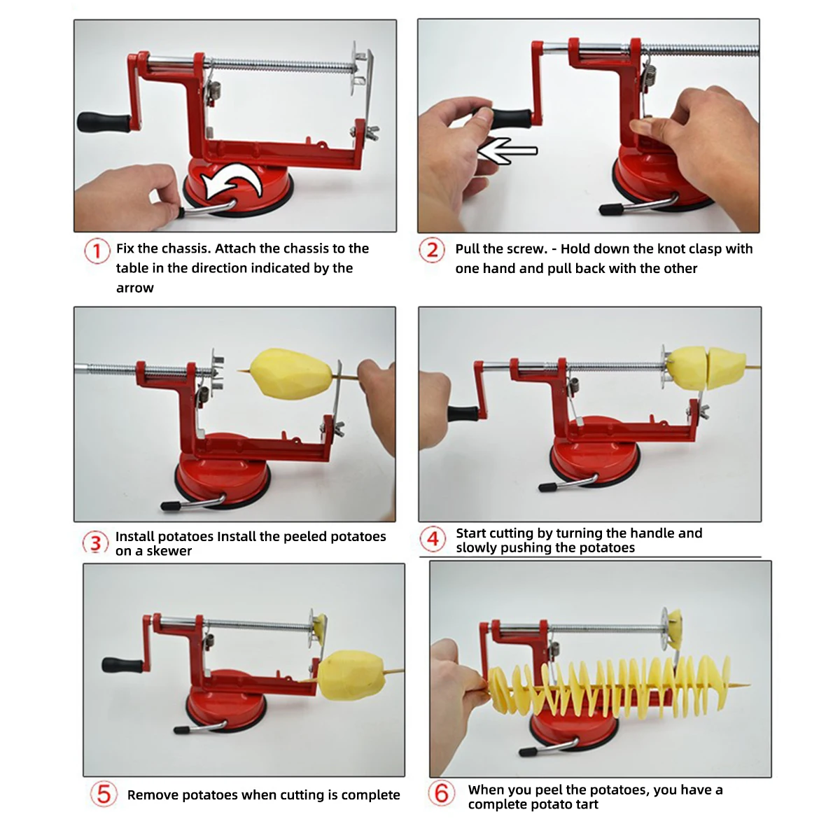 Manual Twisted Potato Apple Slicer Fruit Peeler Vegetable Spiralizer Stainless Steel Spiral French Fry Cutter Cooking Tools