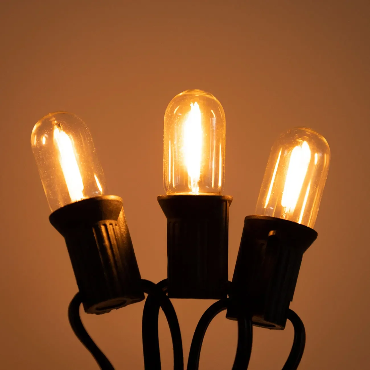 25개 LED T16 0.6W 스트링 교체 전구 E12 E14 따뜻한 백색 2700K 유리 전구 110V 220V 디밍 가능 야외 스트링 L