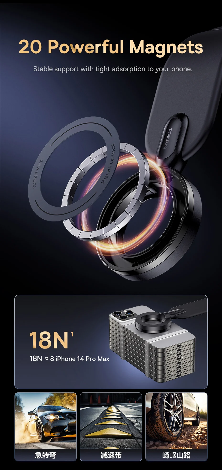 【FC Bayern & Baseus】Magnetic Car Phone Holder Baseus C02 Go Series