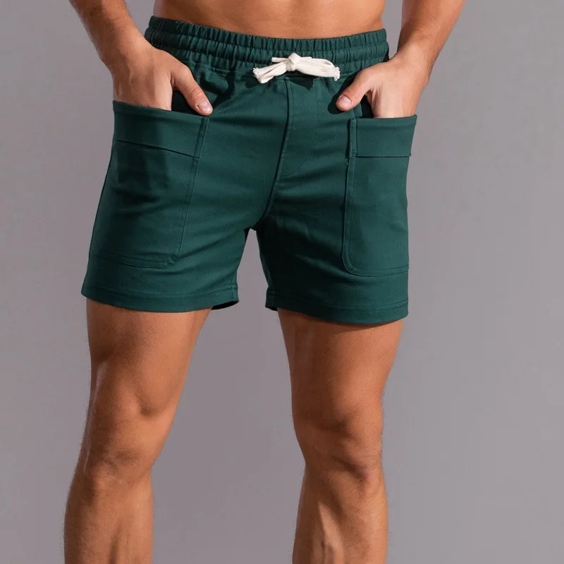 Summer Men's Gym Sweatshorts  Cotton  Casual Jogging  Sports Shorts Male Solid Color Breathable Home Sleepwear