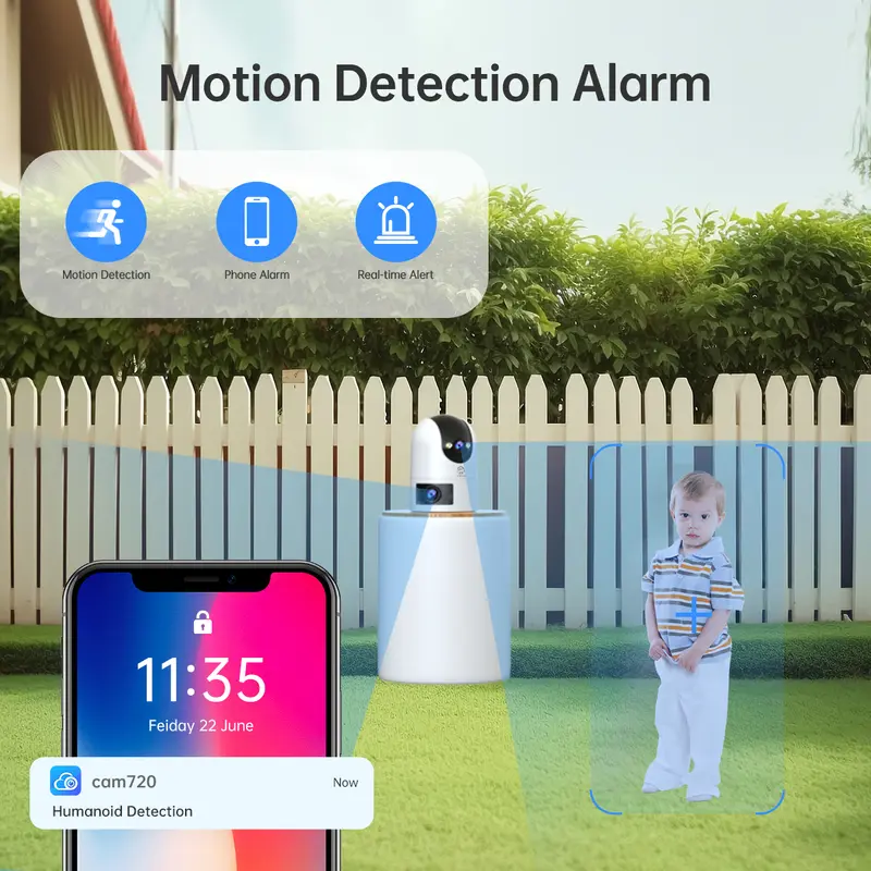 JOOAN 4K Wifi Surveillance Camera Outdoor Dual Lens Dual Screen Auto Tracking PTZ IP Camera Night Vision Security Protection Camera - Image 3