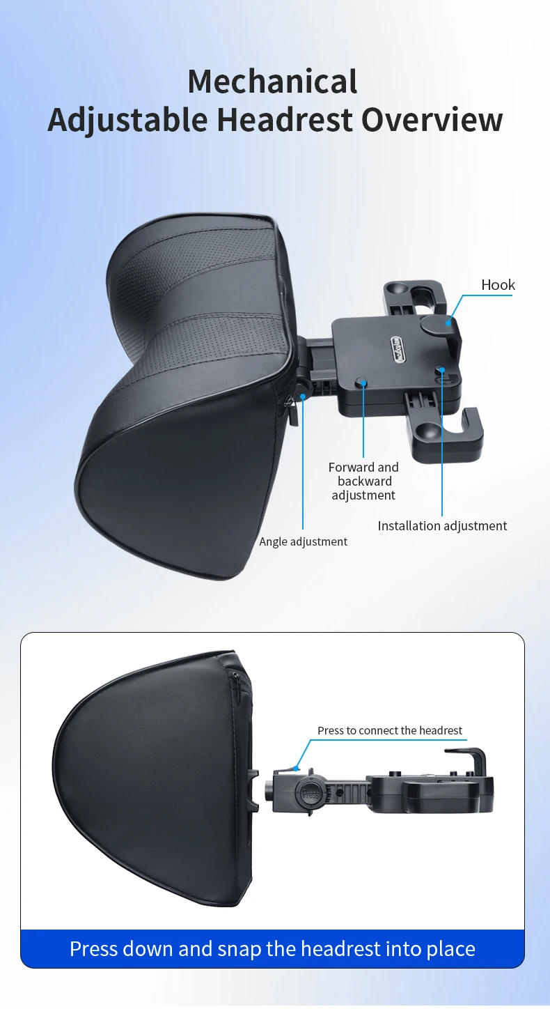 Leather Car Seat Headrest Cushion Multi-Function Memory Foam Car Neck Pillow Adj
