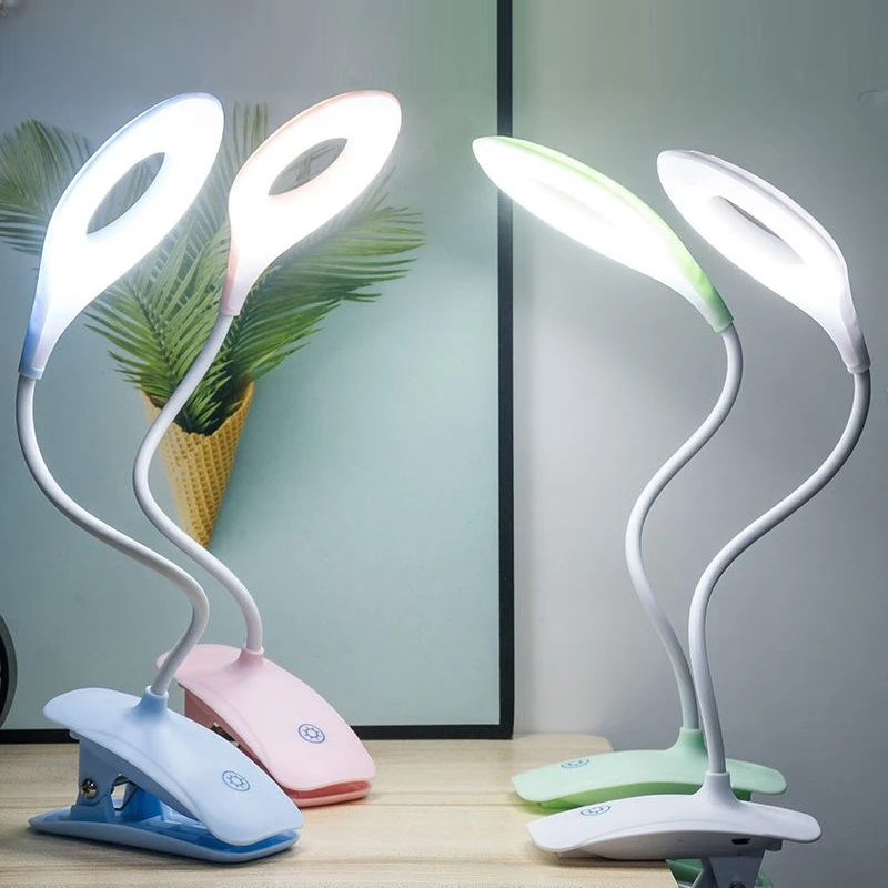 

USB Charging Table Lamp with Clip Three-Speed Touch Dimming Reading Lamp 360° Flexible Reading Desk Lamp Bedroom Night Light